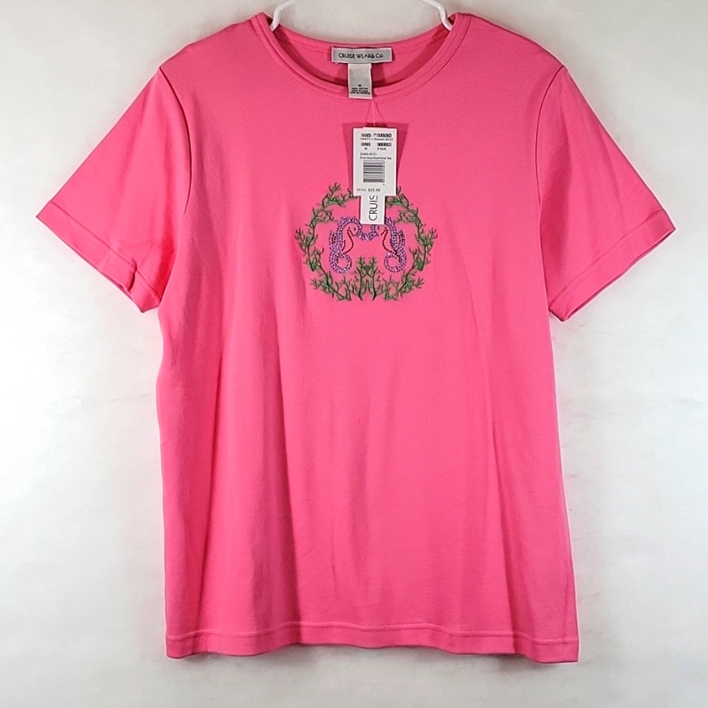 NWT Cruise Wear & Co. Women's Shirt w/ embroidery & rhinestone Feature Size M
